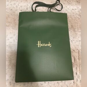Harrods Forest Green Tote with Gold Logo